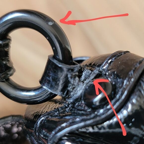 Just Cavalli Patent Leather Flap Dumpling Clutch Wristlet in Black - Picture 11 of 16